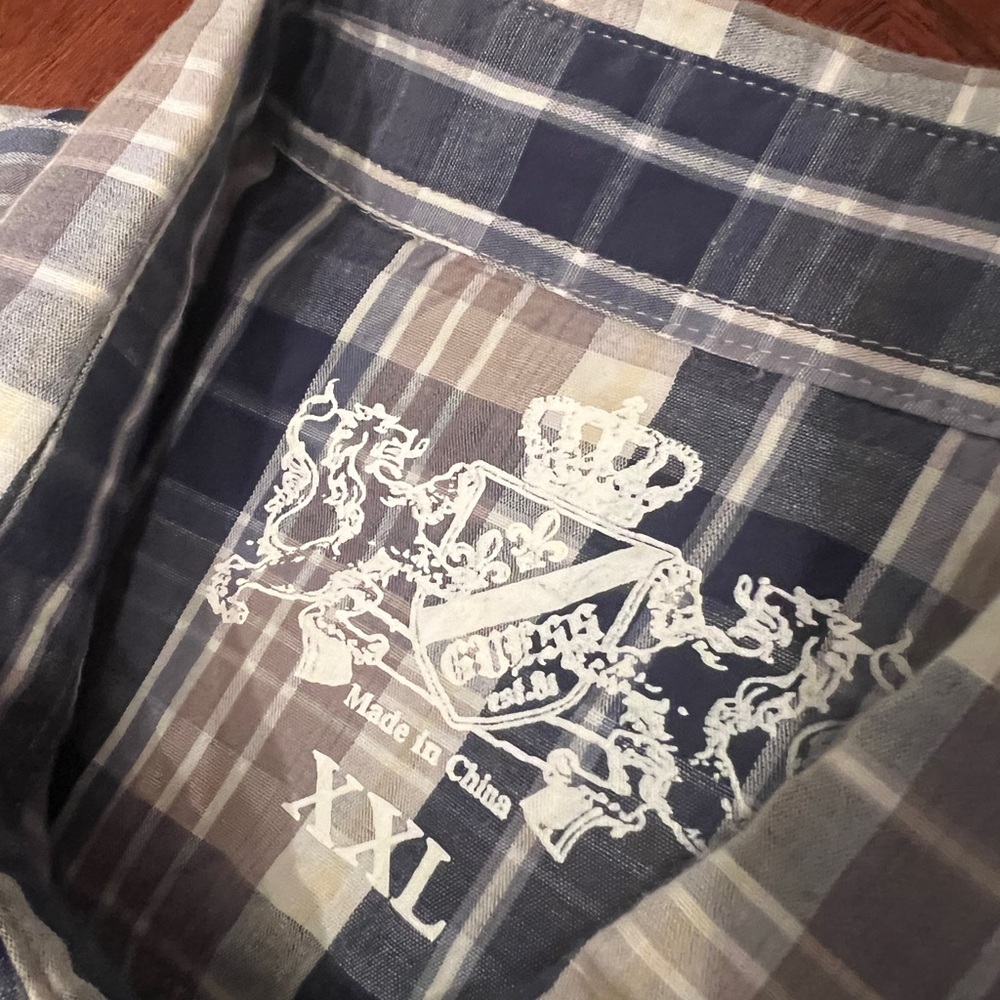 Guess Men's Blue Plaid Shirt